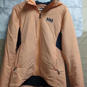 Helly Hansen Peach and Navy Hooded Ski Jacket